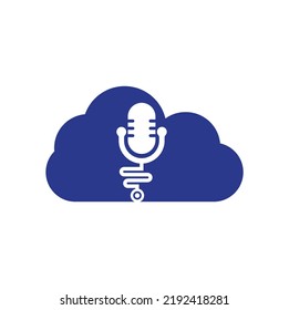 Doctor podcast cloud shape concept vector logo design. Stethoscope and microphone illustration symbol.