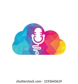 Doctor podcast cloud shape concept vector logo design. Stethoscope and microphone illustration symbol.