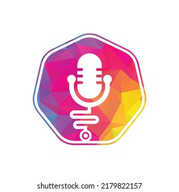 Doctor podcast vector logo design. Stethoscope and microphone illustration symbol.