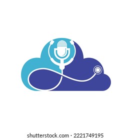 Doctor podcast vector logo design. Stethoscope and microphone illustration symbol.