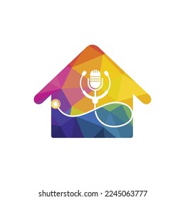 Doctor podcast vector logo design. Stethoscope and microphone illustration symbol.
