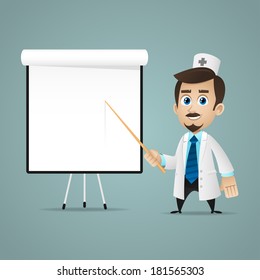 Doctor points on flipchart
