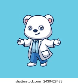 Doctor Polar Bear Cute Cartoon Illustration