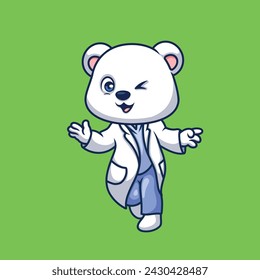 Doctor Polar Bear Cute Cartoon Illustration