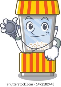 Doctor popcorn vending machine cartoon isolated mascot