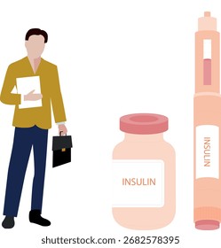 The doctor predicts insulin needs based on patient history and current health, adjusting dosage for optimal blood sugar control