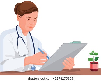 Doctor with prescription pad, Female doctor writing prescription in clinic