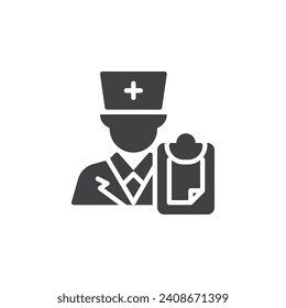Doctor prescription vector icon. filled flat sign for mobile concept and web design. Doctor and medical clipboard glyph icon. Symbol, logo illustration. Vector graphics