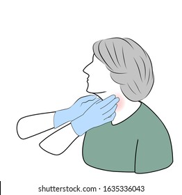 the doctor probes the patient's throat. sore throat. medical examination. vector illustration.