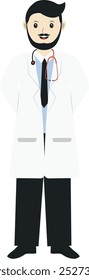Doctor Profession Cartoon Character, Isolated on White Background. Vector Illustration