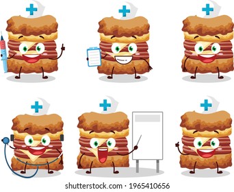 Doctor profession emoticon with chicken sandwich cartoon character