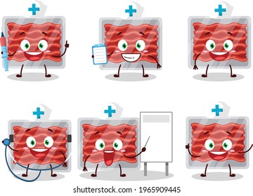 Doctor profession emoticon with ground meat cartoon character