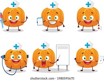 Doctor Profession Emoticon With Pumpkin Cartoon Character