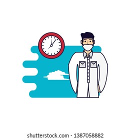 doctor professional with clock time