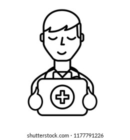 doctor professional with emergency kit first aid