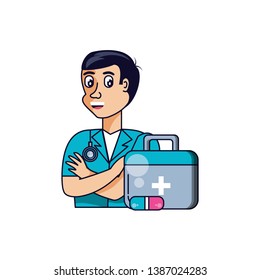 doctor professional with first aid kit