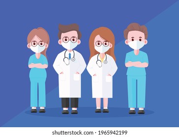 Doctor professional team cartoon art illustration