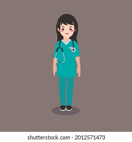 Doctor professional team cartoon art illustration. Organic flat doctors and nurses illustration