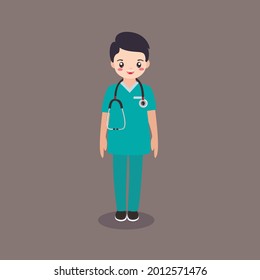 Doctor professional team cartoon art illustration. Organic flat doctors and nurses illustration