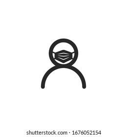 Doctor in the protective face mask. Silhouette of a man in the respirator, avatar line icon.
