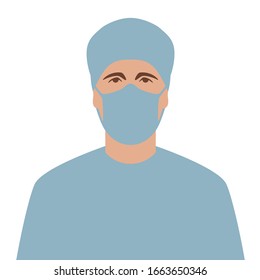 doctor in protective mask, vector illustration,flat style, front side