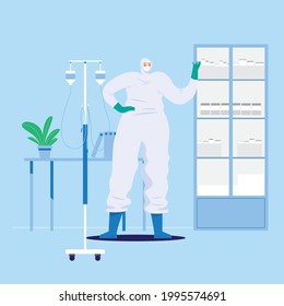 doctor in a protective suit, against covid
