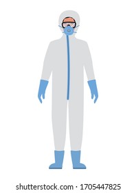 Doctor with protective suit glasses and mask against Covid 19 design of Medical hygiene health emergency and patient theme Vector illustration
