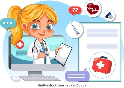 Doctor providing online medical advice and support