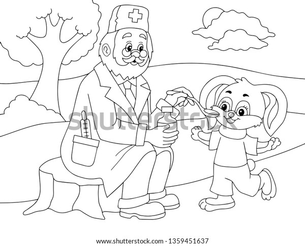 Doctor Rabbit Coloring Book Isolated On Stock Vector (Royalty Free