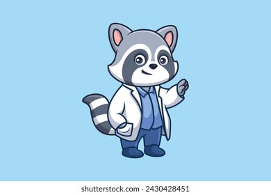 Doctor Raccoon Cute Cartoon Illustration