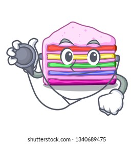 Doctor rainbow cake on plastic cartoon plate