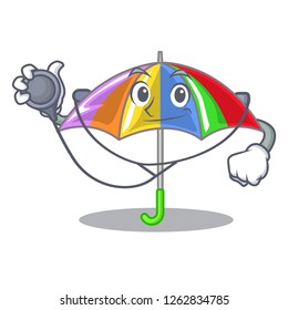 Doctor rainbow umbrella in shape a cartoon