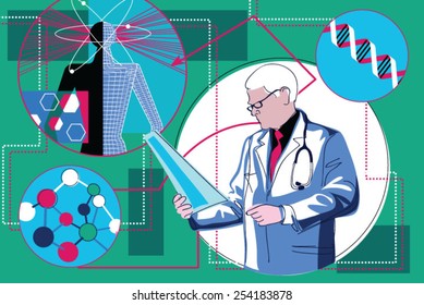 A doctor reading a health report