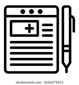 Ícone de receita médica. Contorno médico receita vetor ícone para web design isolado no fundo branco