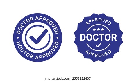 Ícone recomendado pelo médico. Crachá com logotipo aprovado pelo médico