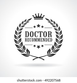 Doctor recommended laurel wreath icon vector illustration on white background