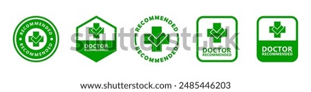 Doctor recommended - vector sign for product packaging label design.
