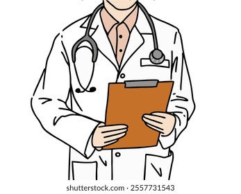 THE DOCTOR IS RECORDING THE PATIENT'S COMPLAINT. COOL AND UNIQUE ILLUSTRATIONS ARE VERY SUITABLE FOR YOUR NEEDS AND THIS IS A VECTOR FILE.