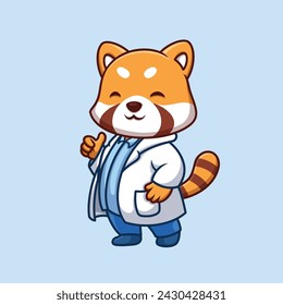 Doctor Red Panda Cute Cartoon Illustration