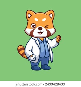 Doctor Red Panda Cute Cartoon Illustration