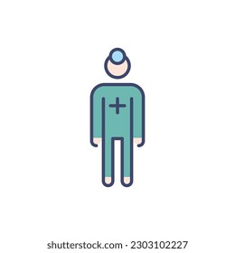 Doctor related vector line icon. Medical worker. Practicing. Scientist. Isolated on white background. Vector illustration. Editable stroke