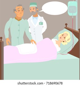 Doctor and relative at the bed sick