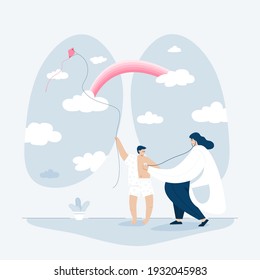 Plantilla web de investigación de doctores, estilo de dibujos animados Pantalla plantilla web para teléfono móvil, página de inicio, plantilla, interfaz de usuario, web, aplicación móvil, afiche, banner, ilustración de vector plano