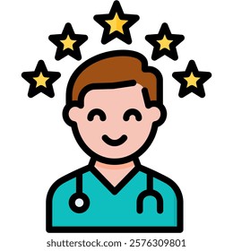 Doctor Review Icon Lineal Color Vector Illustration