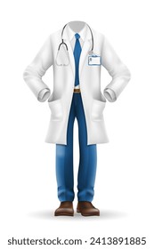 doctor in a robe, uniform, work clothes vector illustration isolated on white background