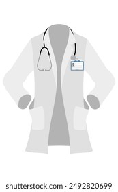 Arzt in einem Gewand, Uniform, Arbeitskleidung flache Stil Vektorillustration isoliert auf weißem Hintergrund