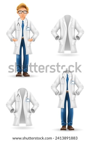 doctor in a robe, uniform, work clothes vector illustration isolated on white background