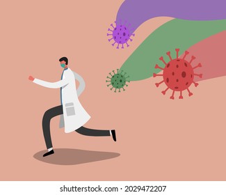 doctor running away from mutation corona.