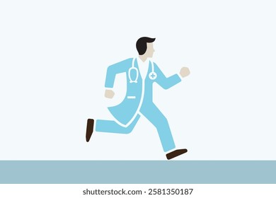 Doctor running concept vector background. Medical banner background.