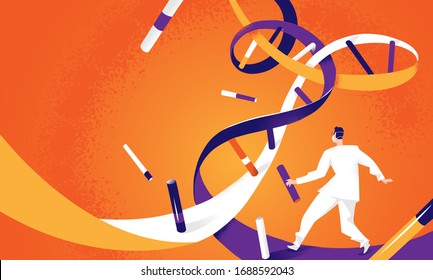 Doctor running inside DNA helix